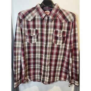 Levi's Mens Western Plaid Shirt Pearl Snaps Standard Fit Size 2XL